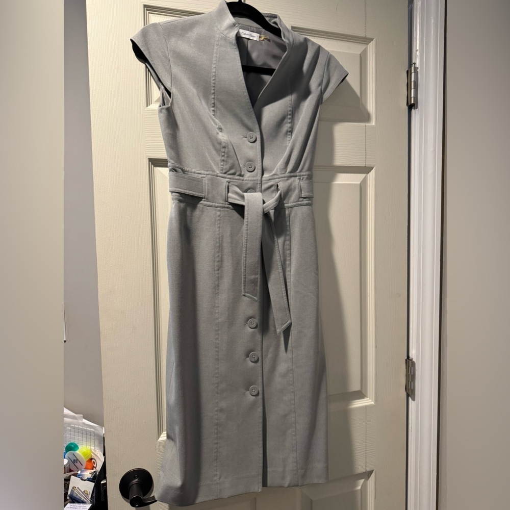 Calvin Klein belted dress - grey size 4